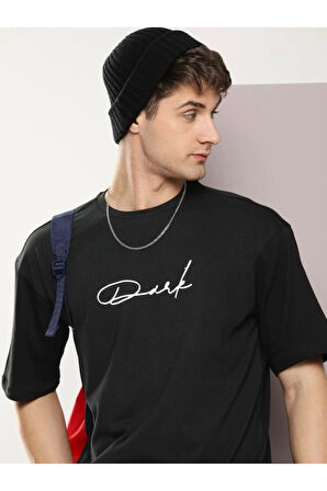 Mottisfashion Erkek Baskılı Oversize T-shirt - Siyah