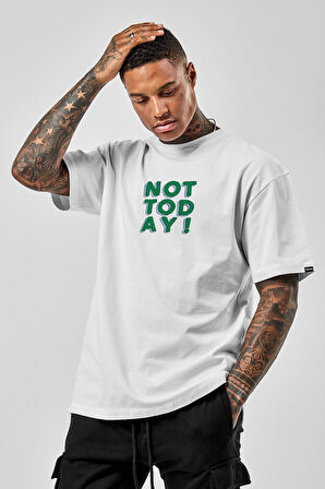Sc Plus Oversize Not Today Baskılı Beyaz Tshirt