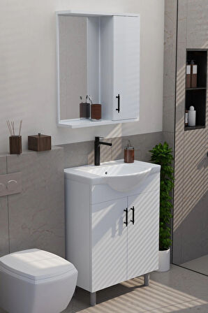 Mdf 65lik Banyo Dolabı Alt - Üst Ve Hilton Lavabo 65 Cm