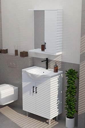 Mdf 65lik Banyo Dolabı Alt - Üst Ve Hilton Lavabo 65 Cm