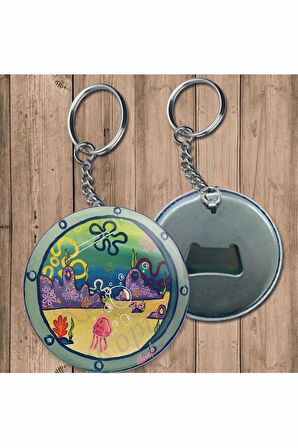 2 Adet Sponge Bob Sünger Bob Pencere Şeklinde Temalı Açacaklı Anahtarlık