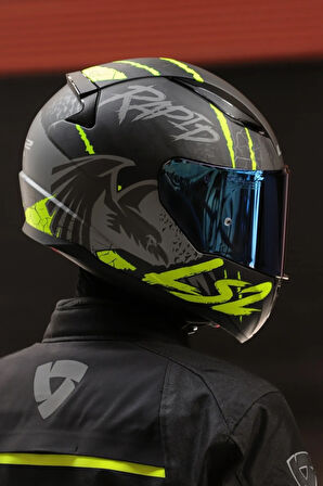 Rapıd 2 Raven Mat Siyah-gri-neon Sarı Kask