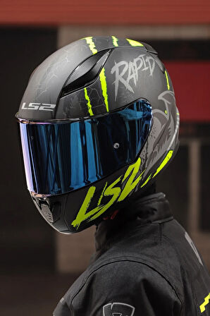 Rapıd 2 Raven Mat Siyah-gri-neon Sarı Kask