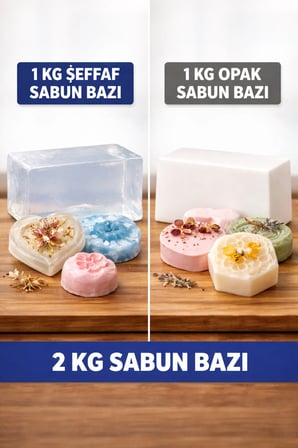2 KG Sabun Bazı Seti Şeffaf ve Opak 1+1 Kg Erit Dök Sabun Yapımı İçin Profesyonel Kalite