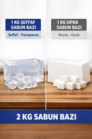 2 KG Sabun Bazı Seti Şeffaf ve Opak 1+1 Kg Erit Dök Sabun Yapımı İçin Profesyonel Kalite