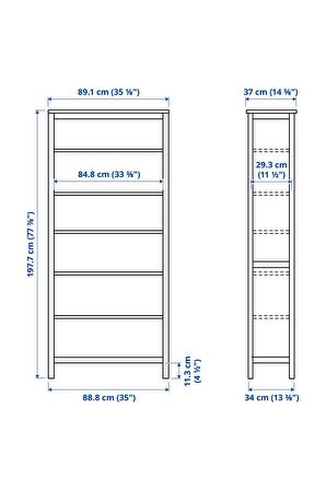 HEMNES Açık Kitaplık, Venge-Kahverengi, 90x197 cm