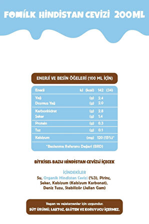 Hindistan Cevizi Sütü Glutensiz Bitkisel Bazlı Laktozsuz Vegan200 ML x 10 Adet