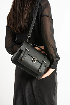 Vegan Deri Ayarlanabilir Uzun Askılı Kilitli Kadın Çantası Omuz Çantası