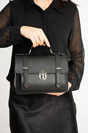 Vegan Deri Ayarlanabilir Uzun Askılı Kilitli Kadın Çantası Omuz Çantası