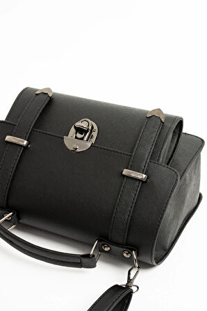 Vegan Deri Ayarlanabilir Uzun Askılı Kilitli Kadın Çantası Omuz Çantası