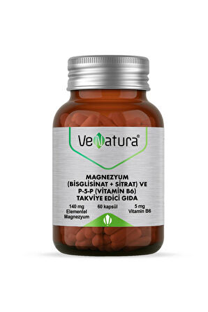 VeNatura Magnezyum Bisglisinat+Sitrat+P5P+B6 60 Kapsül