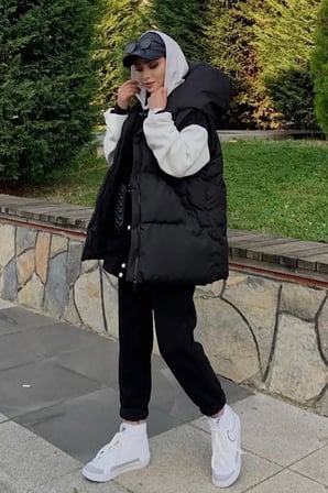 Kadın Oversize Şişme Yelek Mont