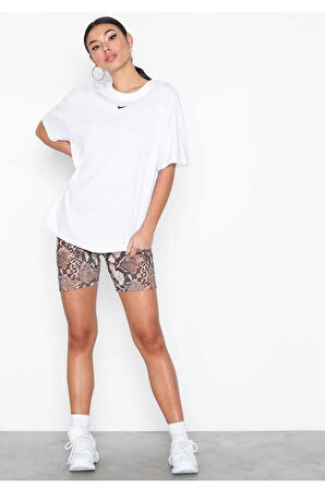 Sportswear Oversized T-shirt Unisex Nakış Swooslu Beyaz Tişört