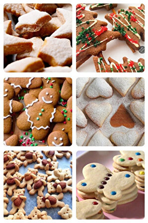 6'lı Şekilli Kurabiye Kalıbı Adam Kelebek Yıldız Ağaç Kalp Desenli Şeker Hamur Kesici Şekillendirici