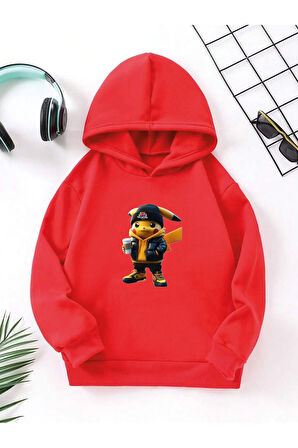 Çocuk Kapüşonlu Baskılı Sweatshirt