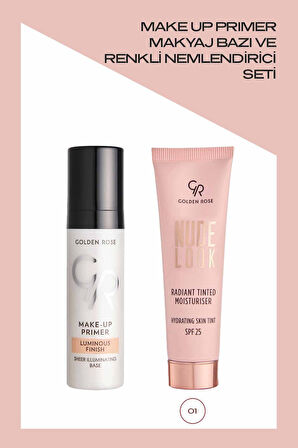 Make Up Primer Makyaj Bazı ve No: 01 Fair Tint Renkli Nemlendirici Seti