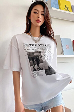 Kadın Beyaz CosinessOversize T-shirt