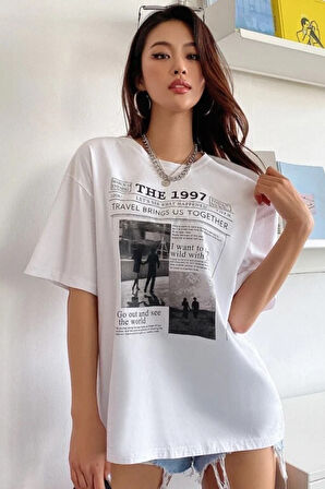 Kadın Beyaz CosinessOversize T-shirt