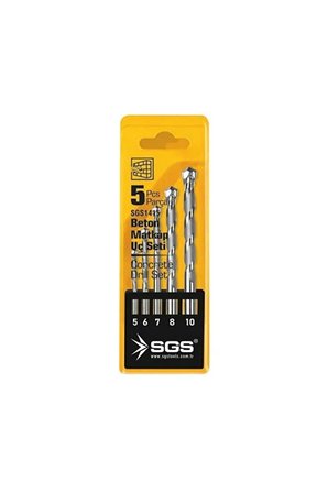Sgs 1415 Elmas Beton Matkap Ucu Seti 5 Parça 5-6-7-8-10 Mm Tavlanmış Yüksek Çelik Beton Taş Tuğla Delme Uçları