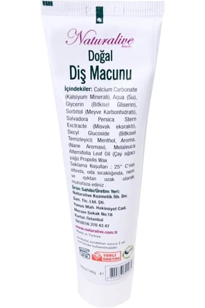 %100 Doğal Diş Macunu | Yerli Üretim | Helal Belgeli | 100 ml