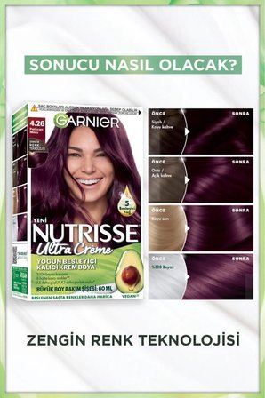 Garnier Nutrisse Yoğun Besleyici Saç Boyası 4.26 Patlıcan Moru