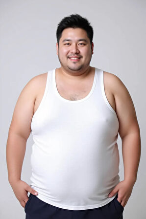 3'lü Büyük Beden Erkek Atlet 1011-%100 Pamuk-3xl-7xl