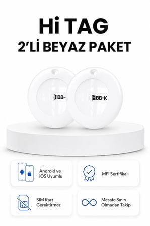 Hi Tag Akıllı Takip Cihazı 2'li Paket Beyaz