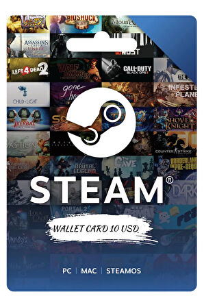 Steam Wallet Card 10 USD E-Pin Kodu