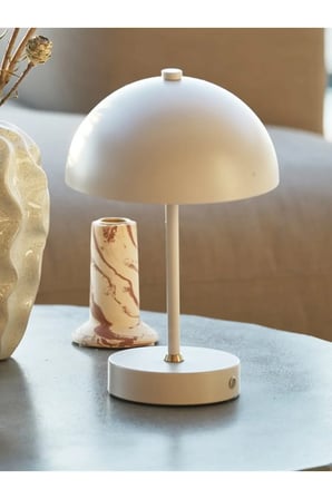Pilli masa lambası Ø16xY25cm açık gri (bej) dokunmatik ve zamanlayıcılı