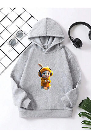 Çocuk Kapüşonlu Baskılı Sweatshirt