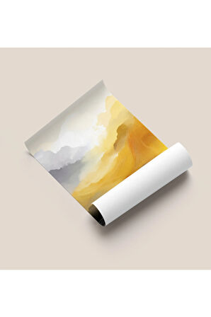 Çerçevesiz Poster, Dijital Baskı Soyut - Sarı , Salon Ofis Dekorasyon