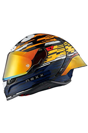 X.R3R GLITCH RACER KAPALI MOTOSİKLET KASKI TURUNCU