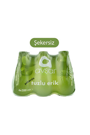 Avşar Yeşil Erik Aromalı Maden Suyu Şekersiz Tuzlu Erik 6x200 Ml ( 6 Adet )