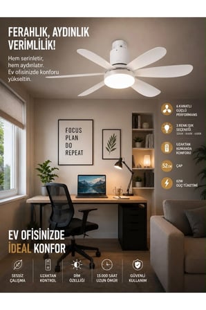 CT-1154 62W Lodos Fan Led Kumandalı Işıklı Tavan Vantilatörü