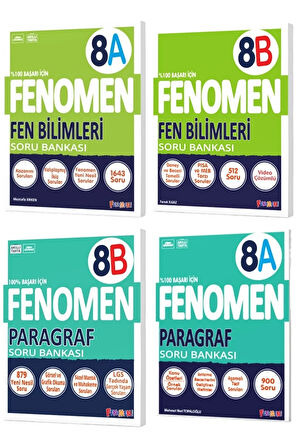 Fenomen Okul 2025 8. Sınıf Fen Bilimleri + Paragraf A + B Serisi Soru Bankası Seti 4 Kitap