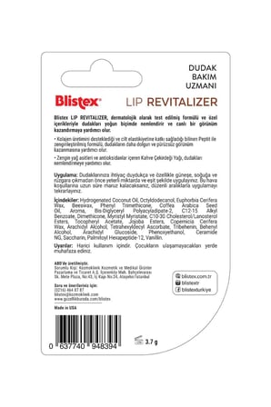 Lip Revitalizer Yenileyici,Nemlendirici, Dolgun Görünüm Destekleyici Peptit İçeren Dudak Kremi 3.7gr