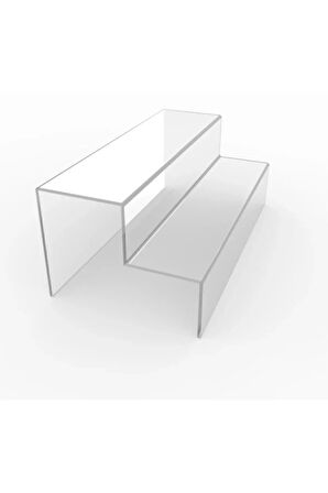 Destek Ayaklı Pleksi Merdiven Raf 3 Mm 25 Cm Genişlik Katlı Stand Basamak Genişlik 9 Cm