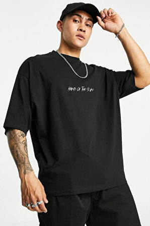 Oversize Sun Unisex Siyah T-shirt
