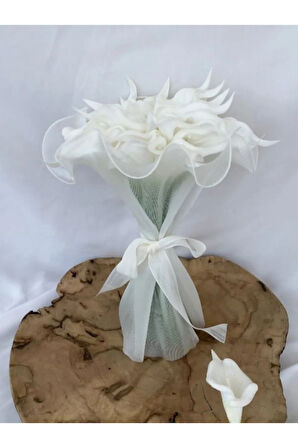 Gelin Buketi Islak Gala Beyaz Damat Yaka Çiçeği gelin buketi ve yaka çiçeği tül ve incili
