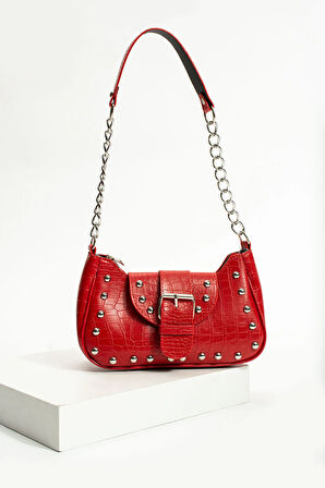 Bony ma zımbalı timsah desenli kol çantası