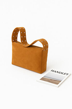 Lüks Süet Detaylı Stud Omuz Çantası