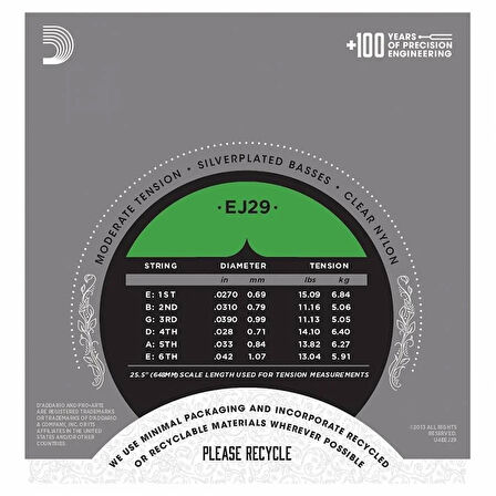 D'Addario EJ29 Pro-Arte Rectified Moderate Tension Klasik Gitar Teli