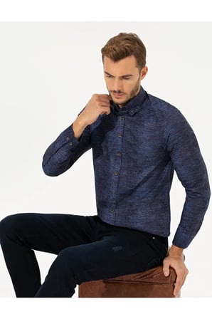PİERRE CARDİN ERKEK SLİMFİT SPOR GÖMLEK G021SZ004.000.1565427 MELANJ 033 