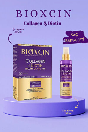 İnce ve Seyrek Saçlar İçin Collagen & Biotin İçeren Saç Bakım Seti (Şampuan - Sıvı Saç Kremi)