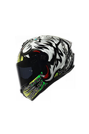 AXXIS Draken S Roar B3 Matt Fluor Yellow Kapalı Motosiklet Kaskı + Yedek Siyah Vizör