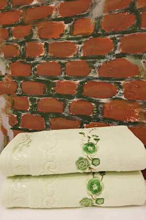Özdilek Dila Nakışlı 2'li Havlu - Yeşil