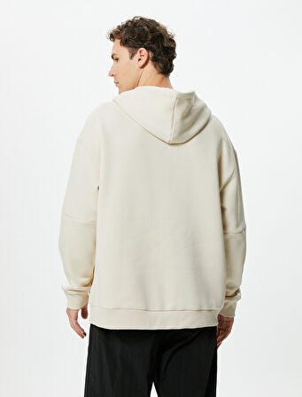 Oversize Hoodie Fermuar Cepli Dikiş Detaylı Uzun Kollu