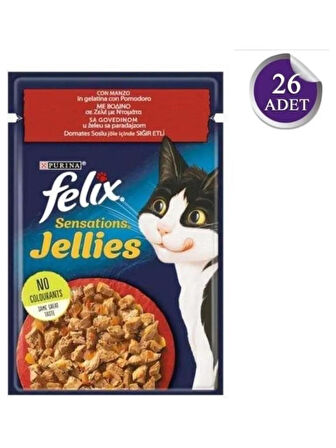 Felix Sensation Sığır & Domatesli Kedi Yaş Mama 85 Gr*26 Adet