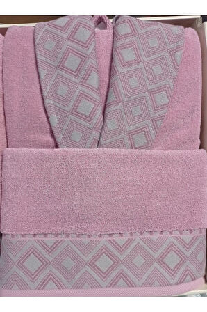 Özdilek Snazzy Antrasit Pembe Aile Bornoz Seti Özdilek Bornoz Set