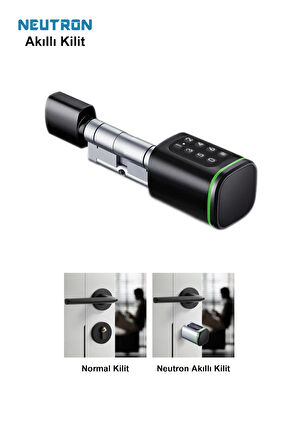 NEUTRON NTL-SC-02FKPB Parmak izi, Anahtarlı, Tuşlu, Kartlı ve Uzaktan Kontrollü Akıllı Kapı Kilidi Siyah